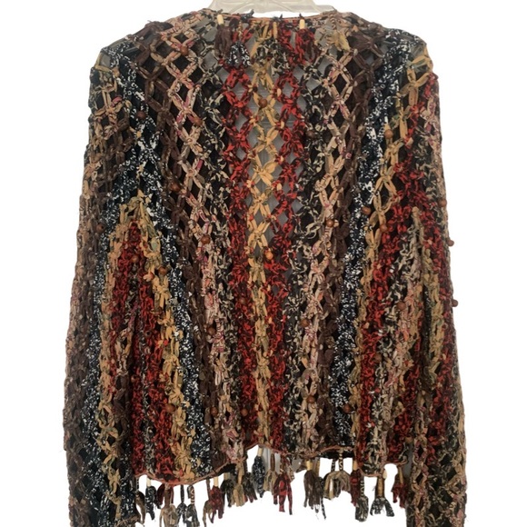 Sandy Starkman Macrame Open Beaded Knotted Mesh Gorgeous Sweater Jacket … - Picture 5 of 7